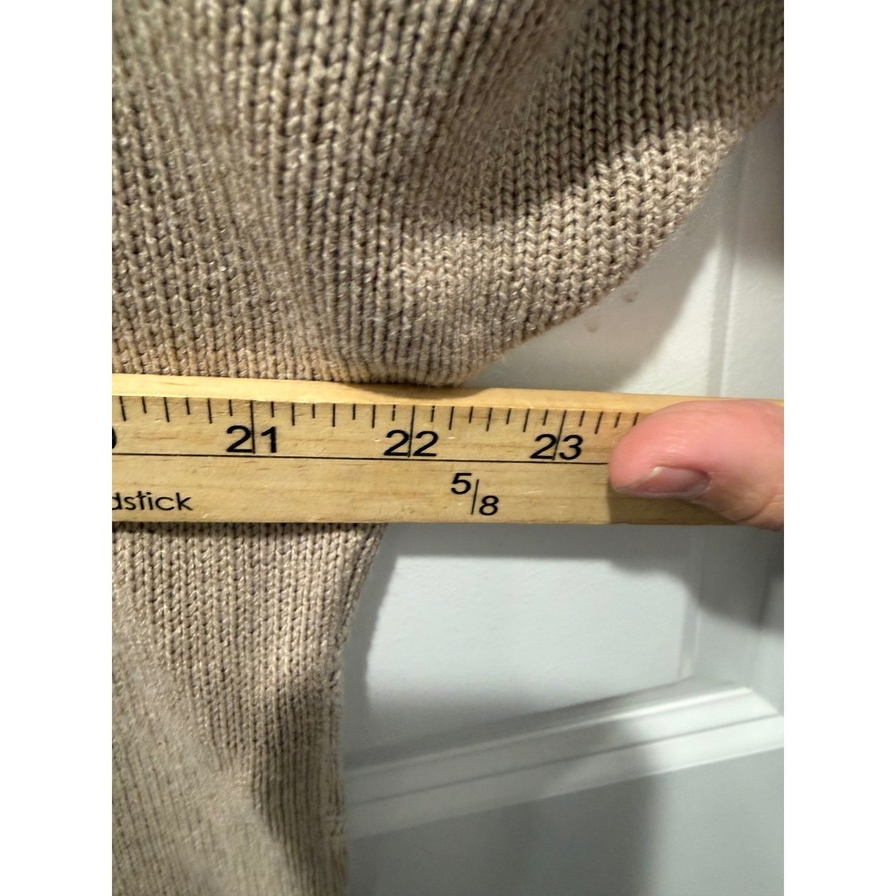 Made in Italy Womens V-Neck Sweater Chevron Pointelle Knit Taupe One Size - Picture 4 of 7